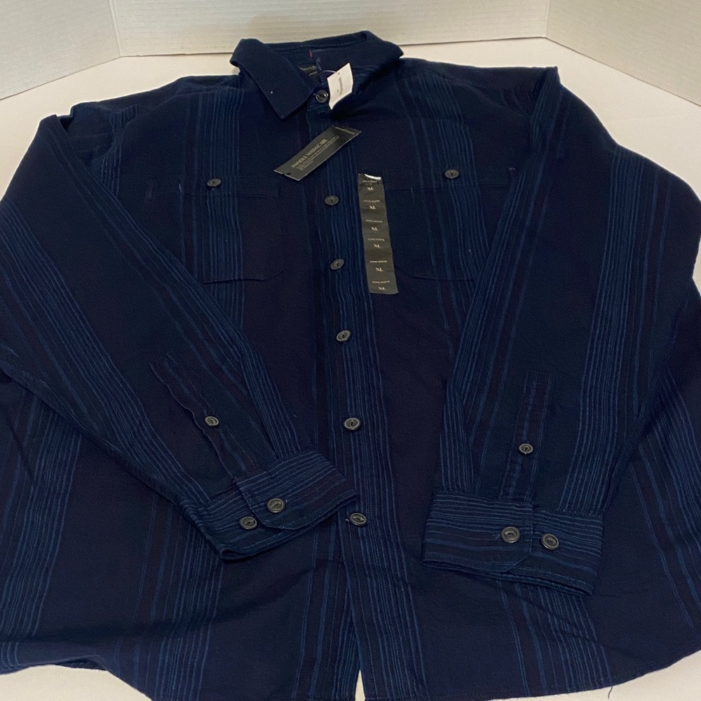 Banana Republic Navy Striped Button Down Shirt